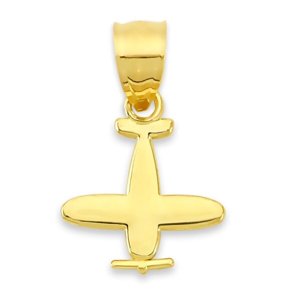 Solid 14k Gold Airplane Pendant- Dainty Cute Gifts for Pilots and Stewardess